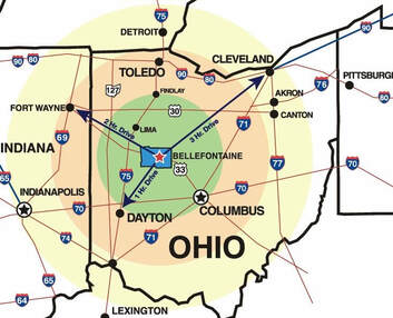 Map of Ohio Highlighting Logan county